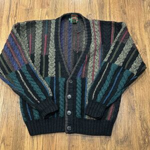 Boston Traders Cardigan Mens Large Limited Edition Wool Sweater Chunky Grandpa